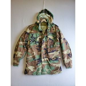 Vintage Seabees M-65 Military Camo Field Jacket Size Small Long US Navy w/ Liner